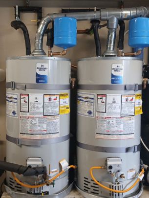 two-commercial-water-heaters Two commercial Bradford White water heaters